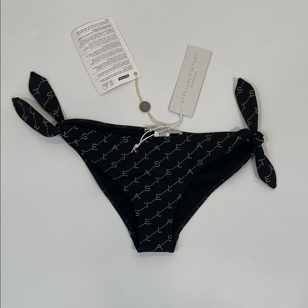 NWT Stella McCartney Classic Bikini Bottom Size S Black Monogram